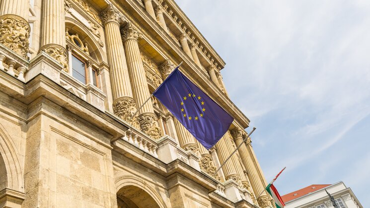 Building with a EU flag