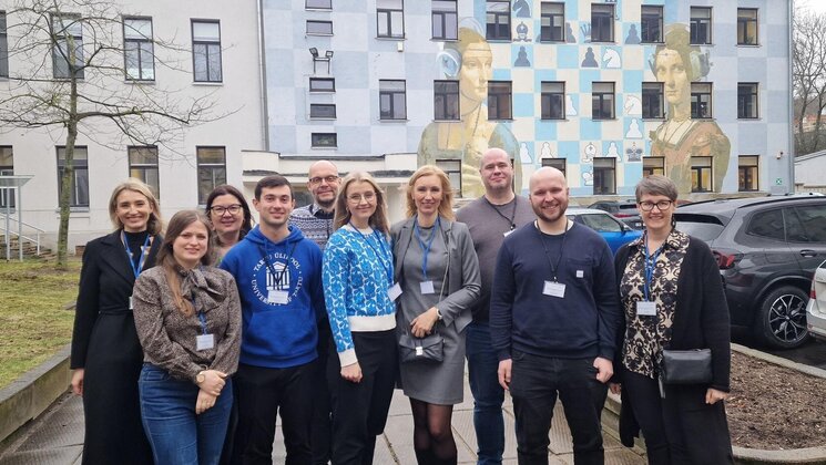 Participants of the Kaunas co-design workshop in front of the university building.
